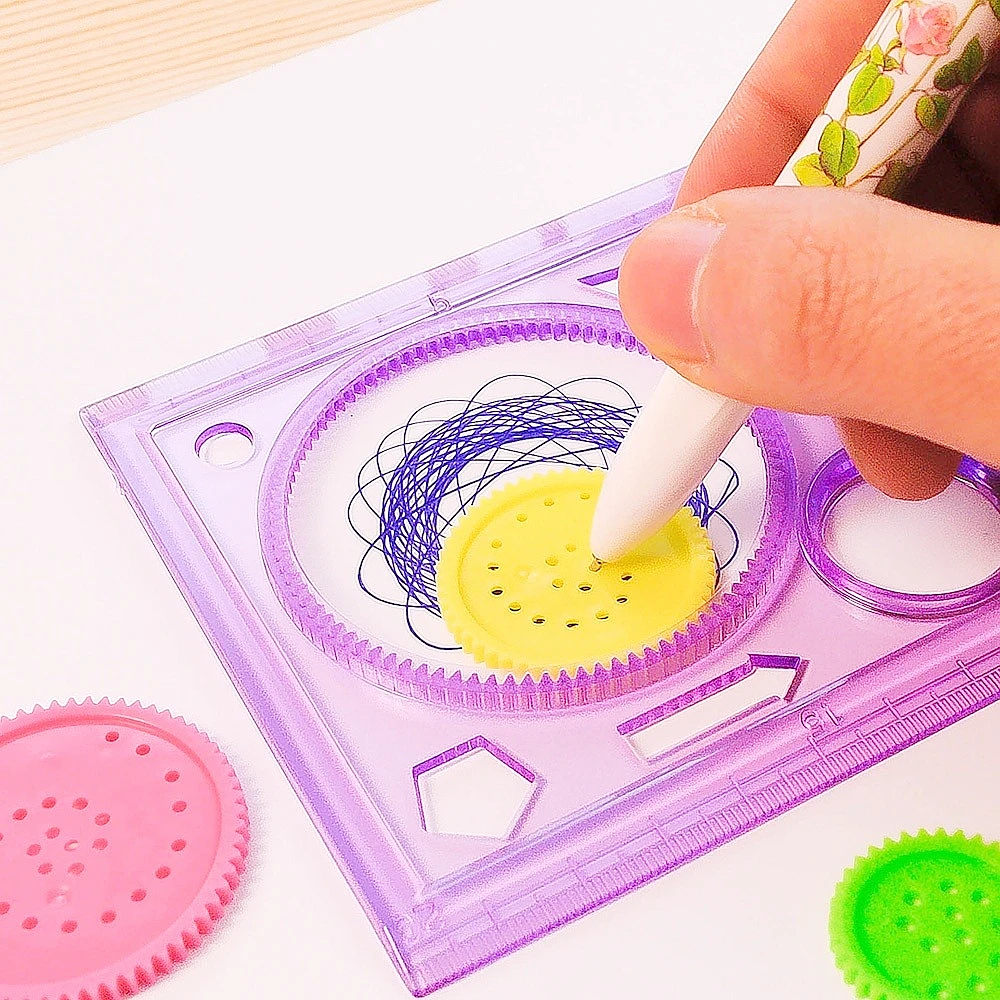 2pcs Geometric Rule Washable Drawing Painting Graphics Stencils Scale Template Sets for Kid Craft, School Project Random color