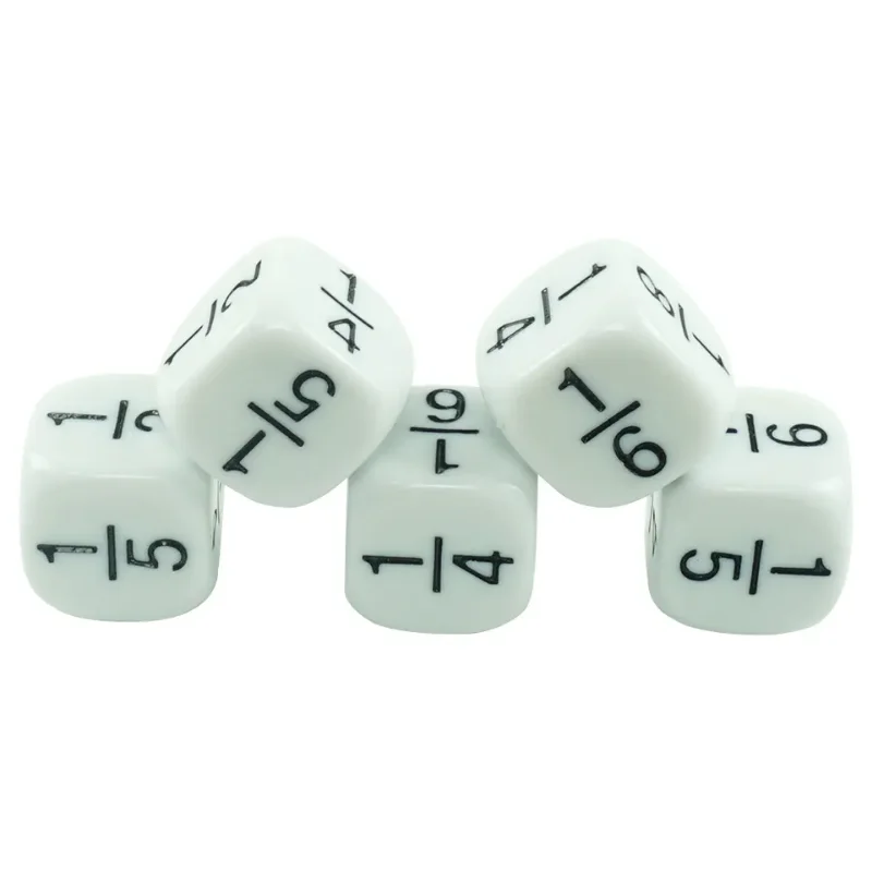10 ชิ้น/เซ็ตเศษส่วนลูกเต๋าสีขาว 16*16 มม.Fractional Number Dices การศึกษาเด็กคณิตศาสตร์ของเล่นเด็กเกมของเล่น