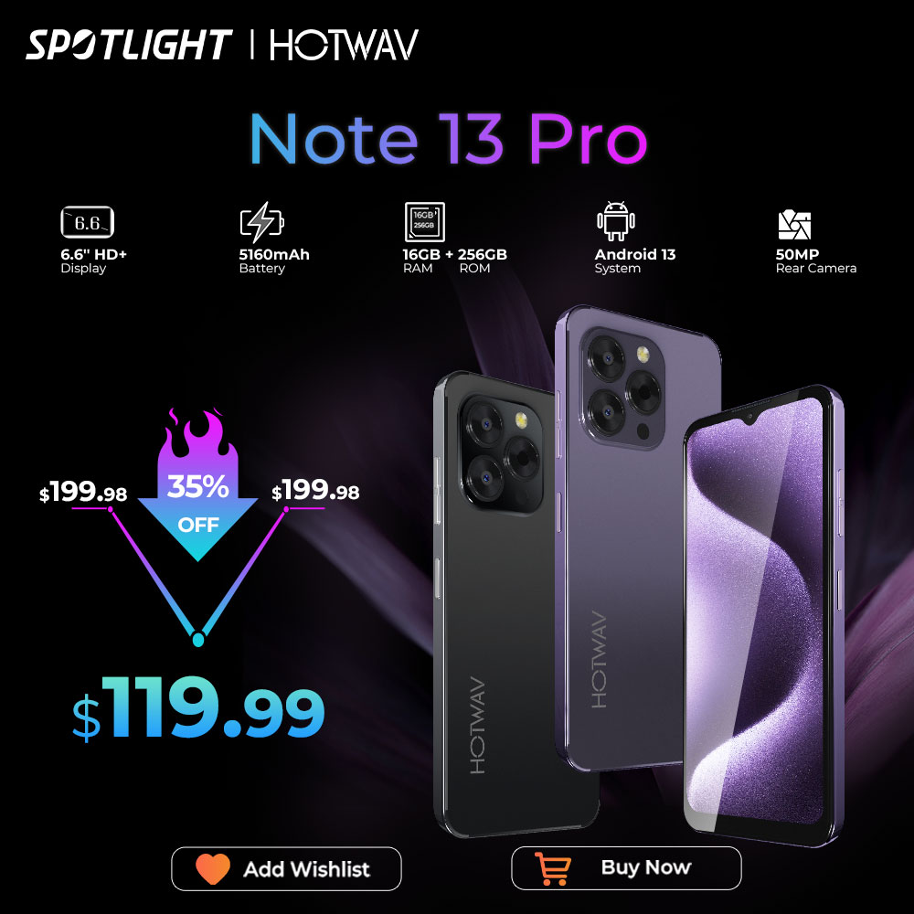 [Estreno mundial] HOTWAV Note 13 Pro Smartphone 6,6 ''HD+ Android 13 16GB+256GB Octa-Core Teléfono móvil 50MP 5160mAh Teléfono móvil