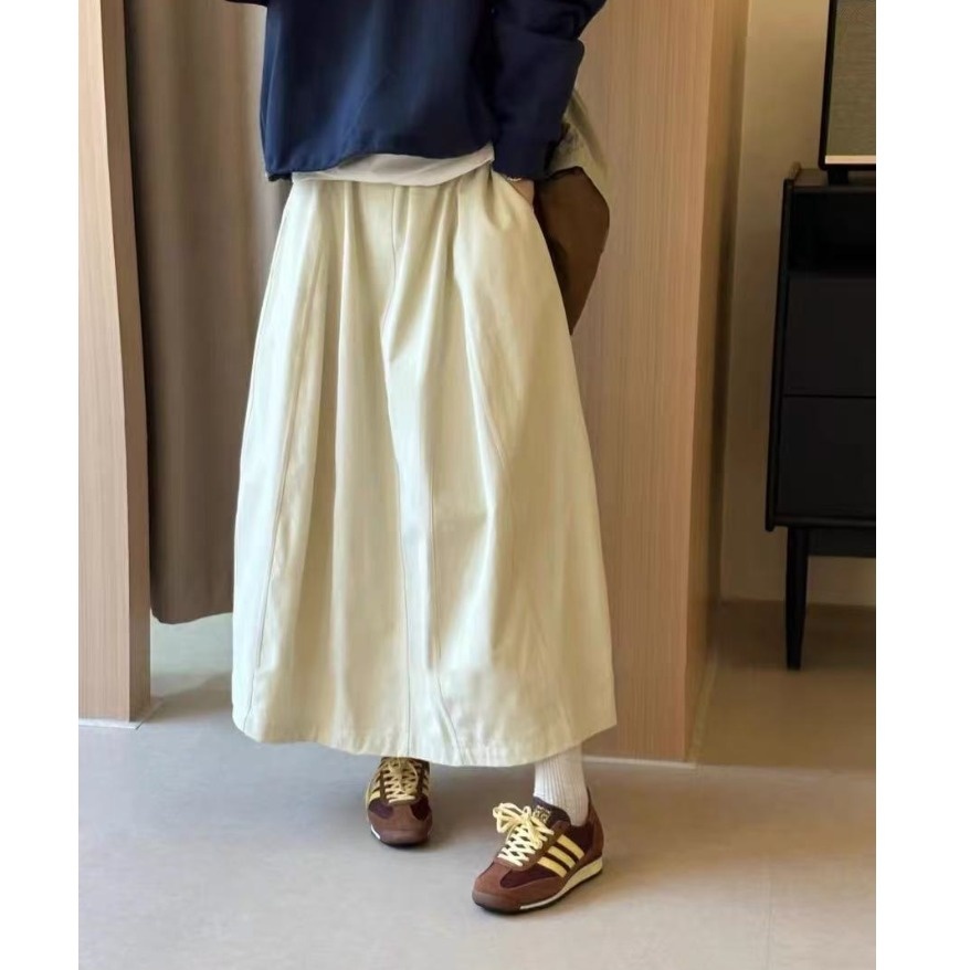 Retro Japanese Sle Workwear High Waist Loose A-Line Midi Skirt for Women Hip Concealing Pear Body ape Summer New Arrival
