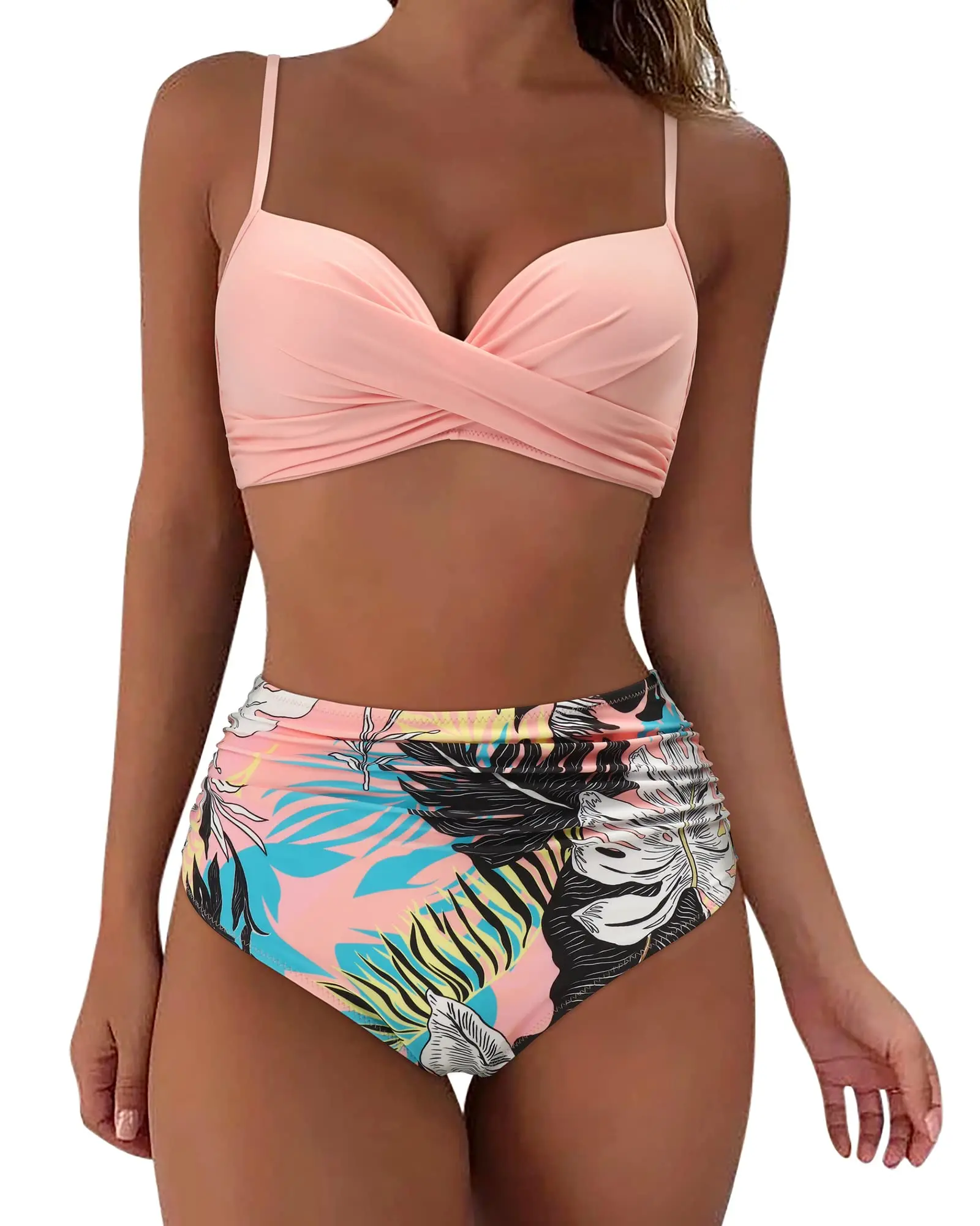 Bikinis Vintage de cintura alta 2025, traje de baño Push Up para mujer, traje de baño estampado, ropa de playa para mujer, bañadores de verano, traje de baño para nadar