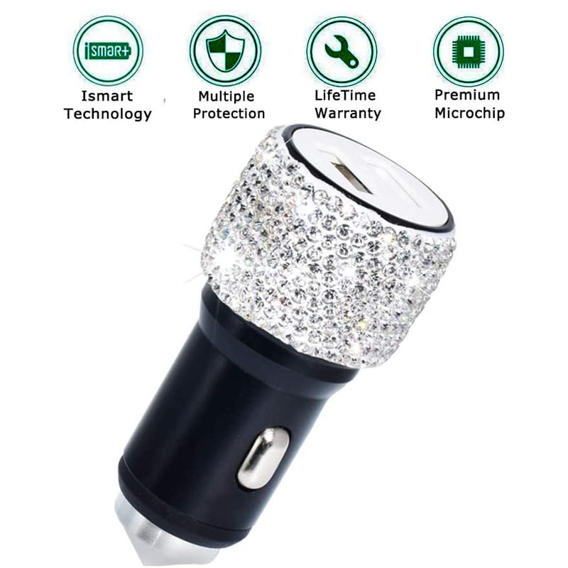 Dubbele USB-autolader Bling Bling handgemaakte strass kristallen autodecoraties voor snel opladen autodecors voor iPhone/Samsung