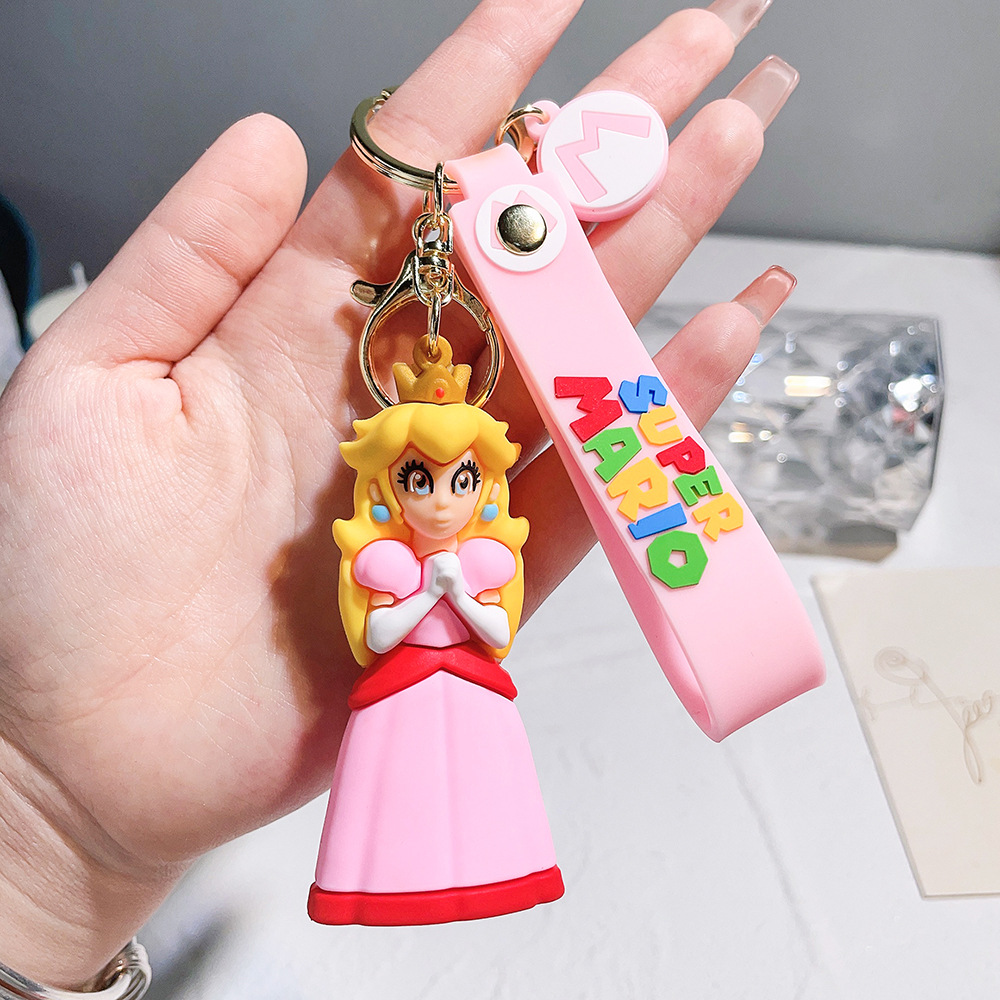 New Super Mario Bros Keychain Action Figure Pendant Cute Cartoon Character Toy Doll Model Decoration Kid Birthday Gift