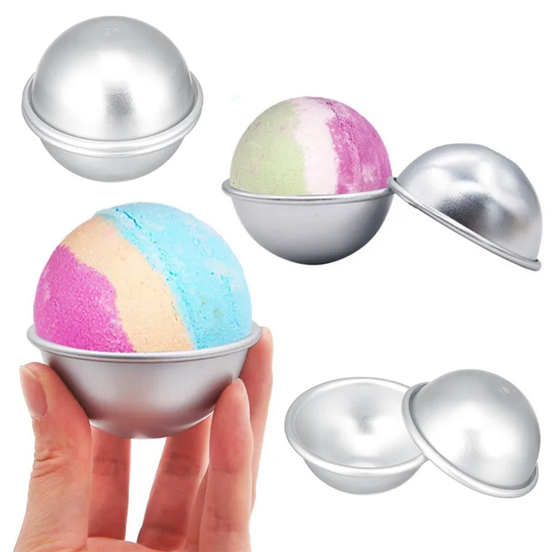 2PCS Runde Aluminium Legierung Bad Bombe Formen DIY Werkzeug Bad Bombe Salz Ball Selbstgemachte Handwerk Geschenke Halbkreis Kugel form