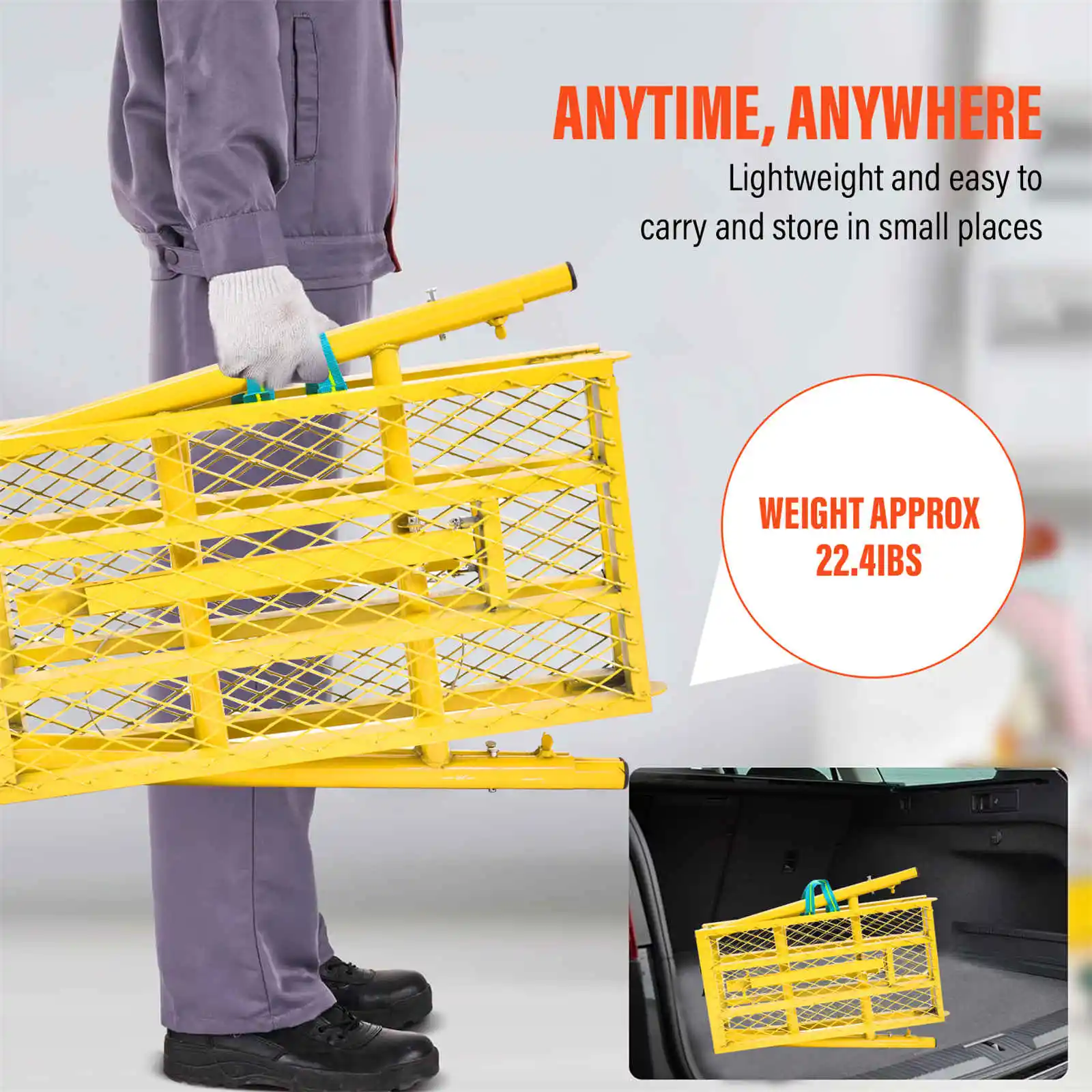 Portable Scaffolding, 770lb Capacity Workbench Step Ladder, Adjustable Height 27.6 to 45.7in Scaffolding Equipment (Yellow)
