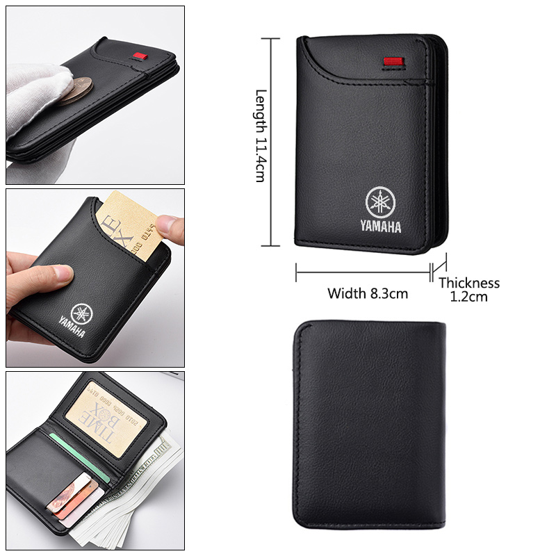 Motorcycle Emblems Soft Wallet Leather Mini Credit Card Purse Portable Small Wallet For Yamaha R1 R3 R25 Mt-09 Mt07 Accessories
