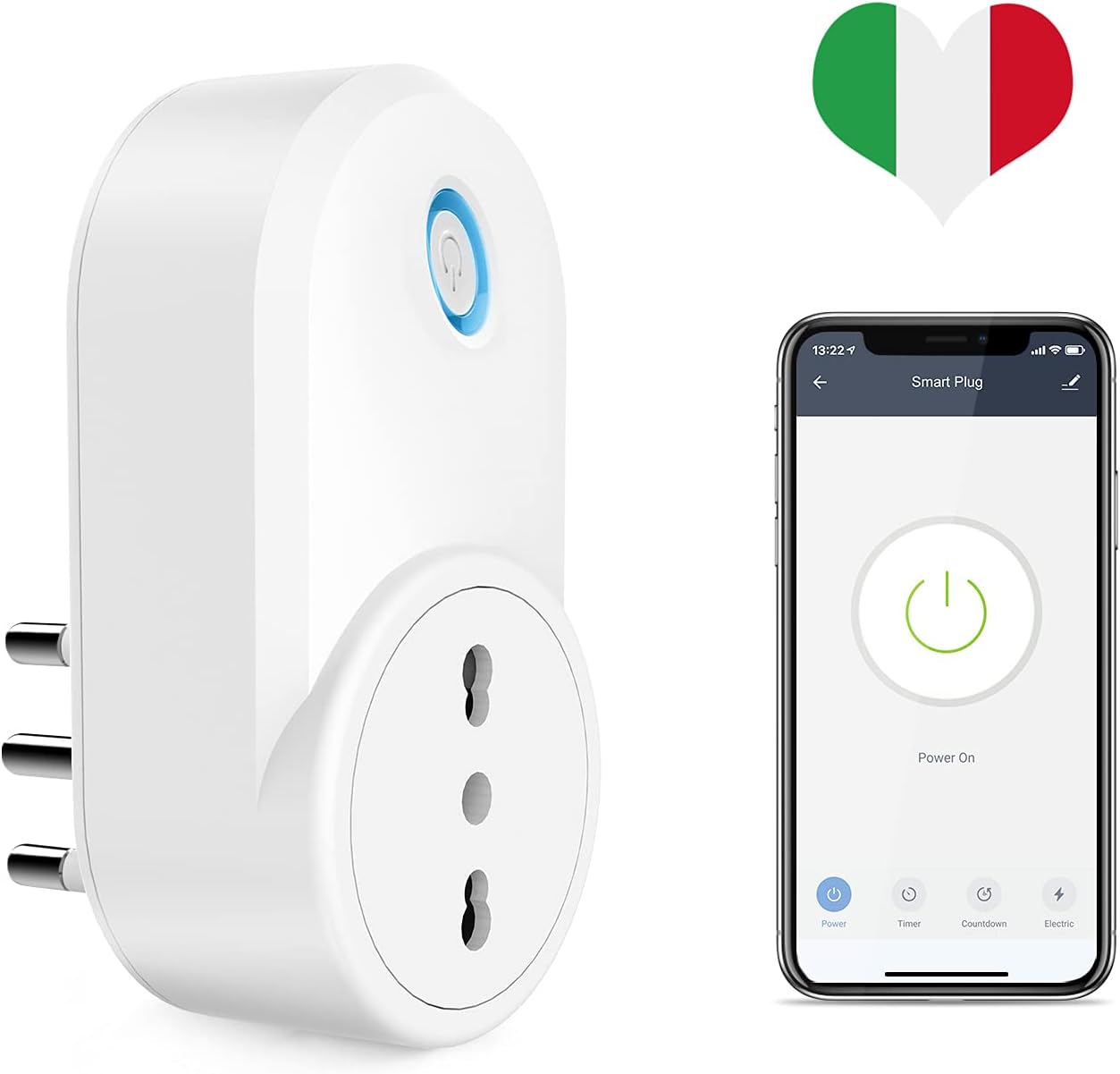 Enchufe inteligente tuya italiano 16A/20A Wifi enchufe inteligente con monitoreo de energía aplicación remota tuya smartlife Control asistente de Google Alexa