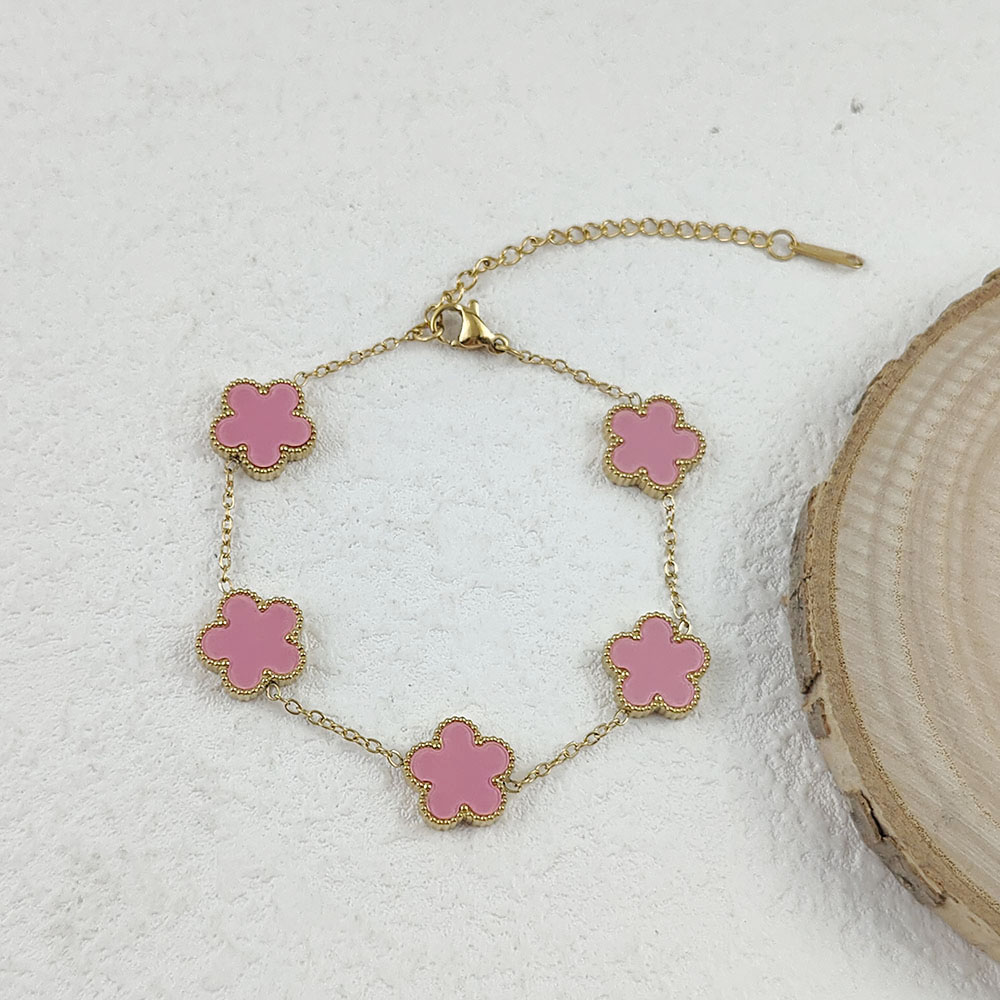Pulseira banhada a ouro em aço inoxidável flor de ameixa, barata, sem diamantes, não ouro real, não é uma demanda demais
