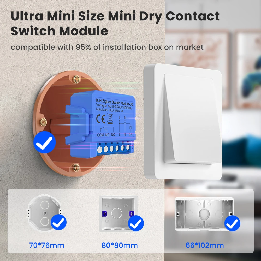 AVATTO-Disjuntor universal de contato seco inteligente, módulo de comutação, funciona com Alexa, Google Home, Wi-Fi, ZigBee, DC 24-32V, CA 100-240V