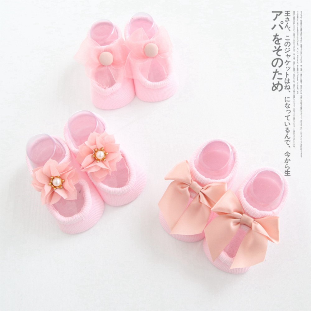 Kaus Kaki Putri Bayi Kaus Kaki untuk Bayi Baru Lahir Kapal Kaus Kaki Lantai Perlengkapan Bayi Antiselip Sepatu Akses