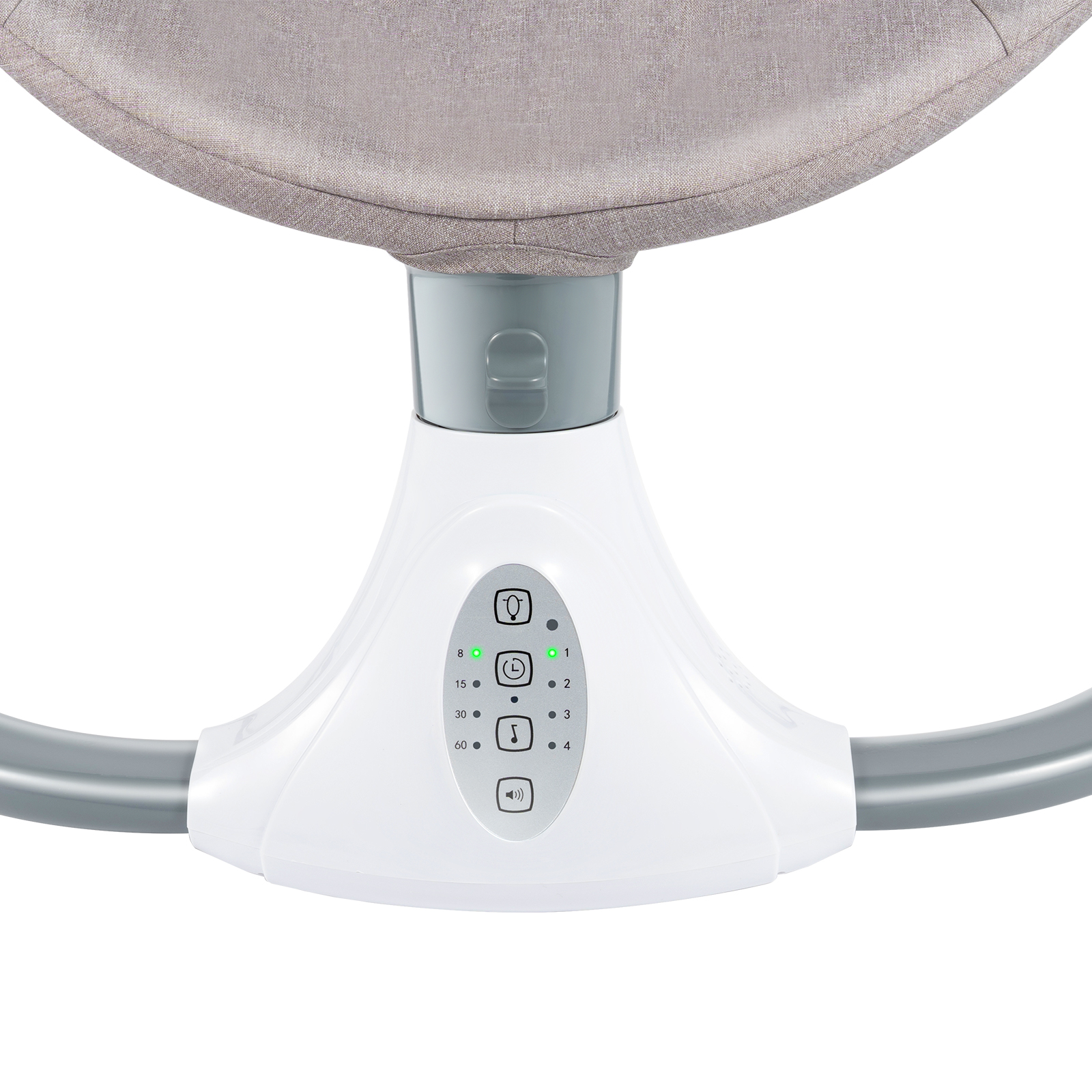 Babyschaukel elektrisch mit Musik, Bluetooth-Babywiege, 4 einzigartige U-förmige Bewegungsgeschwindigkeiten, Fernbedienung, USB, Grau, 0–10 Monate