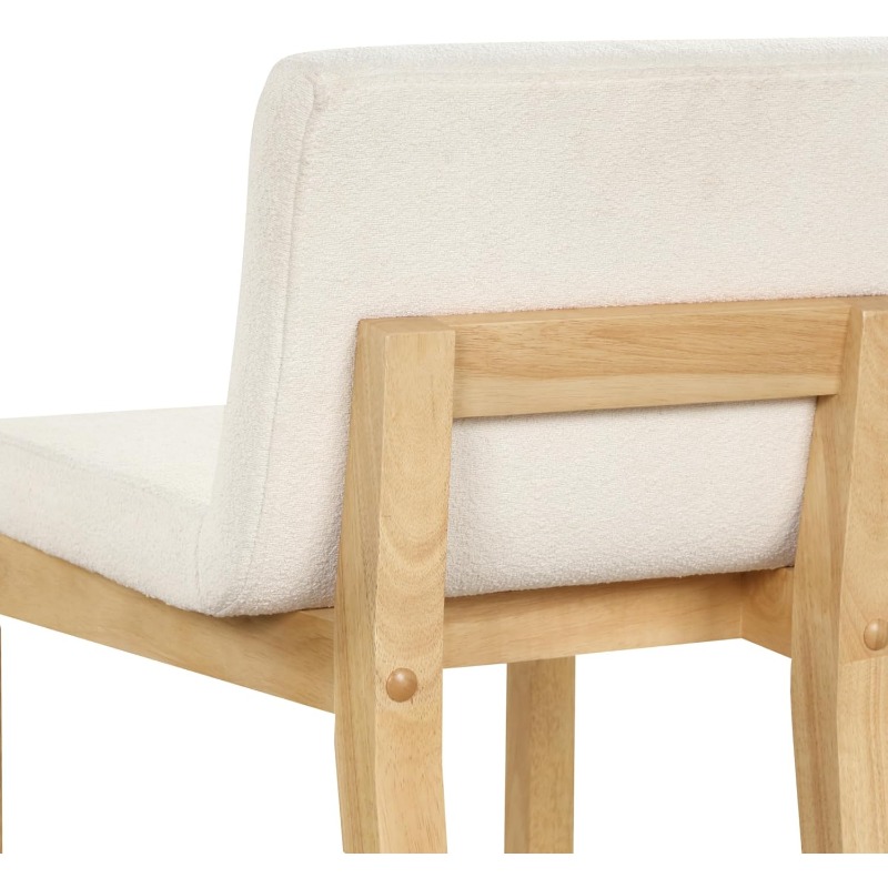 Gracie Modern Counter Height Bar Stool with Back, Counter Stool Upholstered Chair with Natural Textured Linen and Brushed Wooden