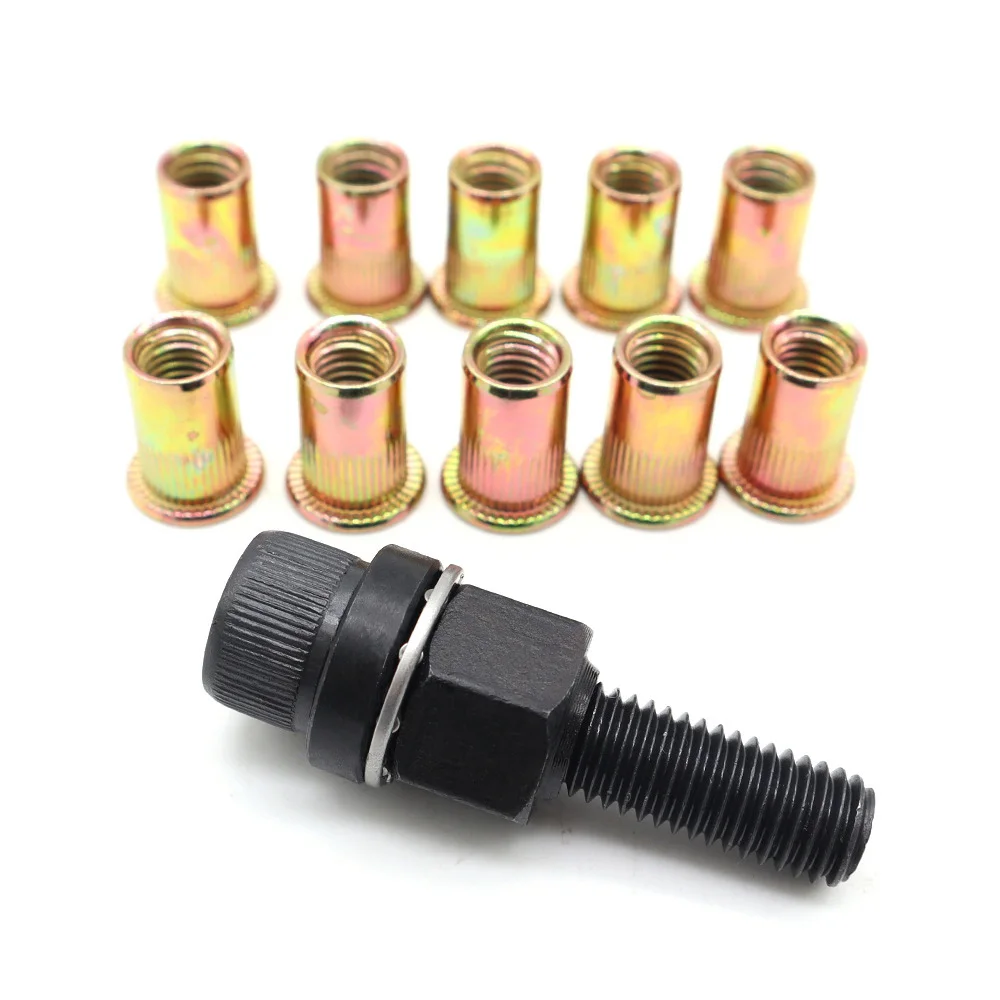 Rivet Nut Gun Tool Riveting Manual Threaded Hand Riveter Inserts Metal License Plate Rivet or Threads for Cars Simple Easy