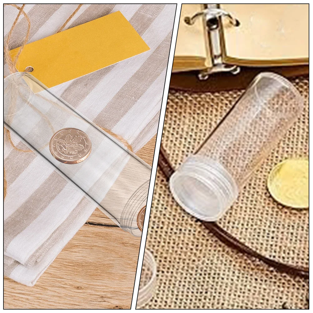 10pcs Coin Tubes Quarter Rolls Wrappers Plastic Coin Holders Clear Coin Storage Containers