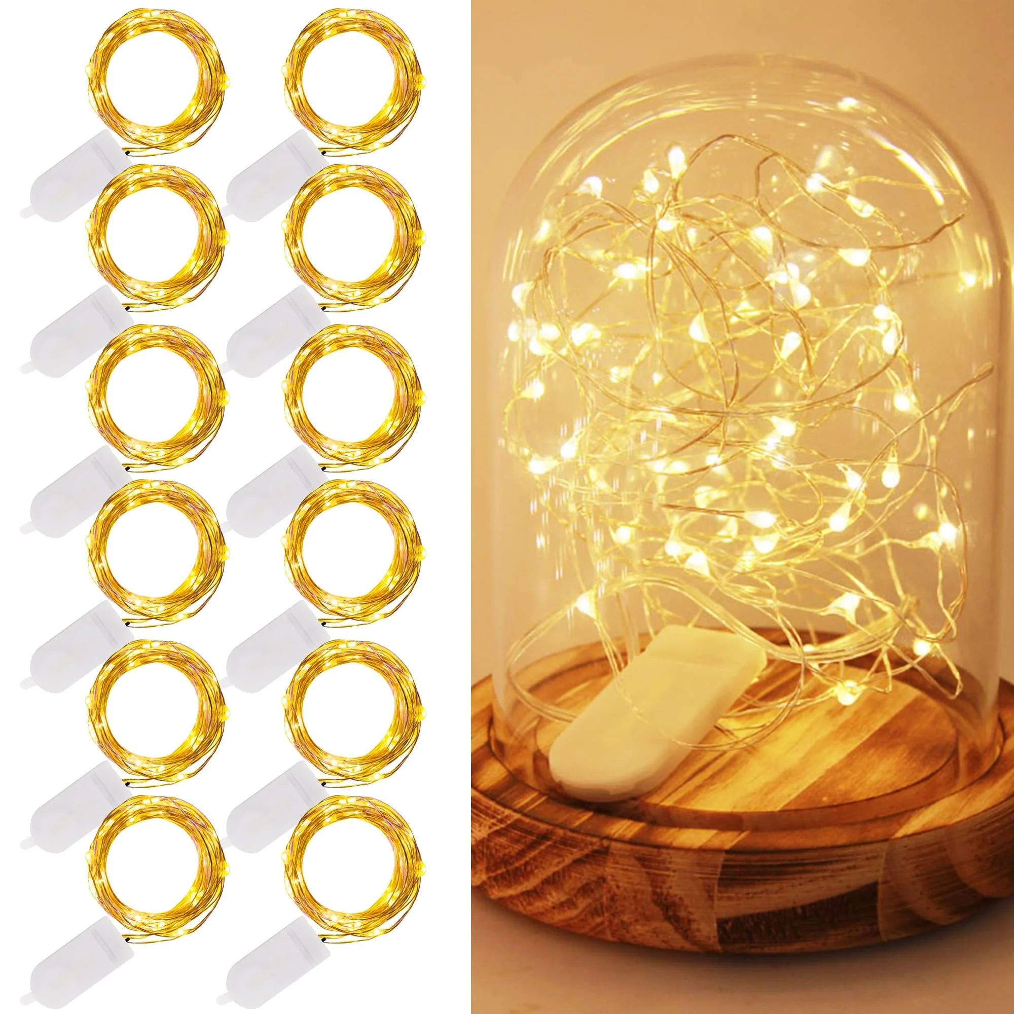 5 uds 10 Uds. Guirnaldas de luces LED impermeables con alambre de cobre luces de hadas con pilas luces de decoración navideña para fiesta de boda