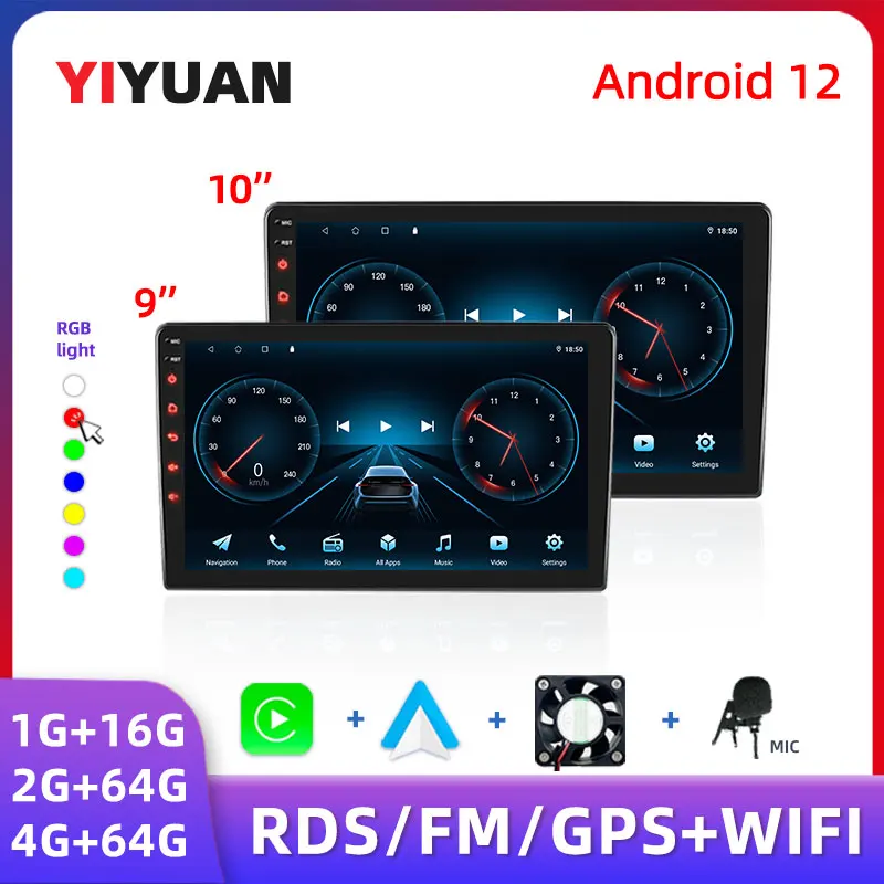 Radio con GPS para coche, reproductor Multimedia con Android 12, 7/9/10 pulgadas, 2 Din, Universal, estéreo, Carplay, para Volkswagen, Nissan, Hyundai