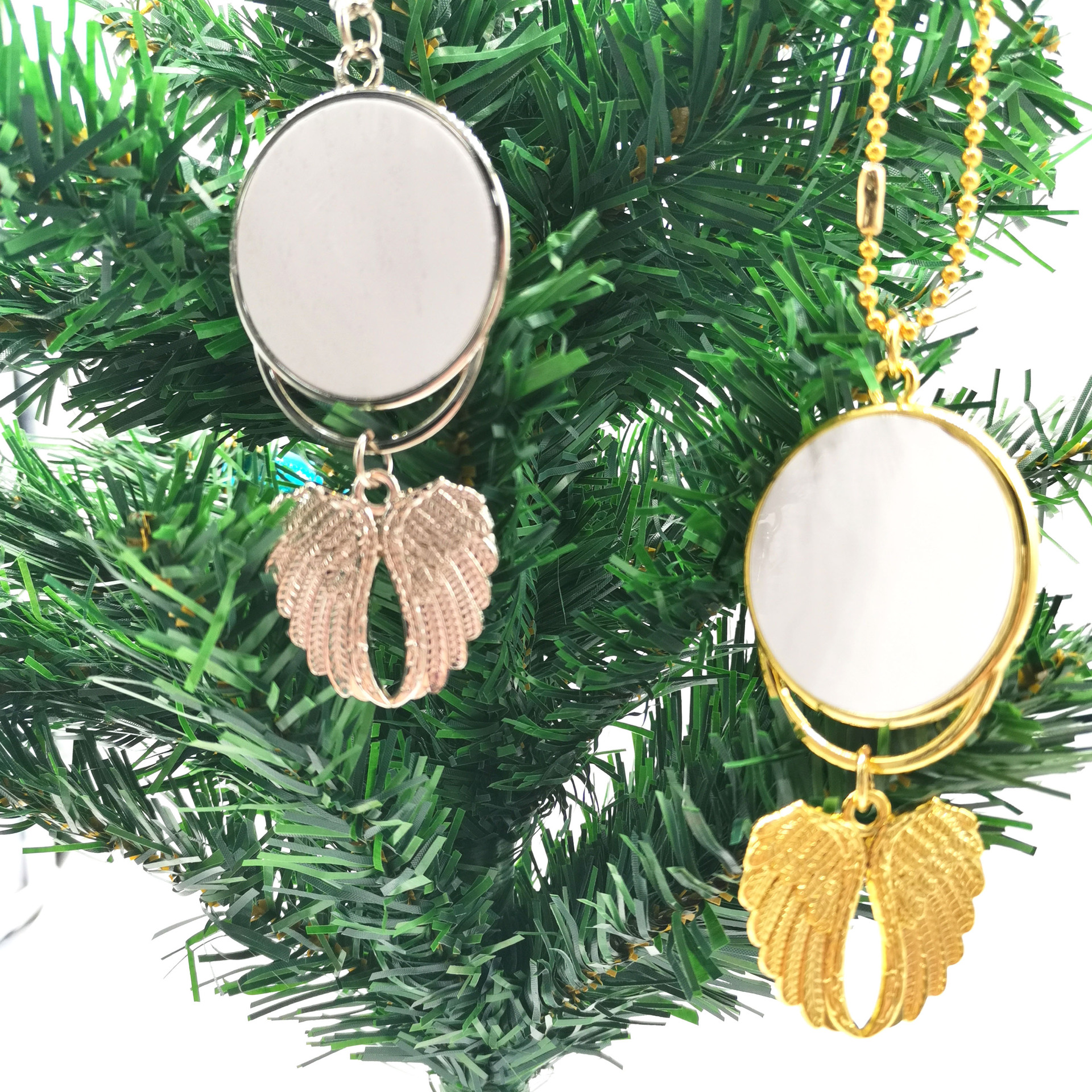 Freies Verschiffen 10 teile/los Doppel Seiten Sublimation Engel Flügel Auto Anhänger Hängen Rückspiegel Dekoration Charme Ornamente