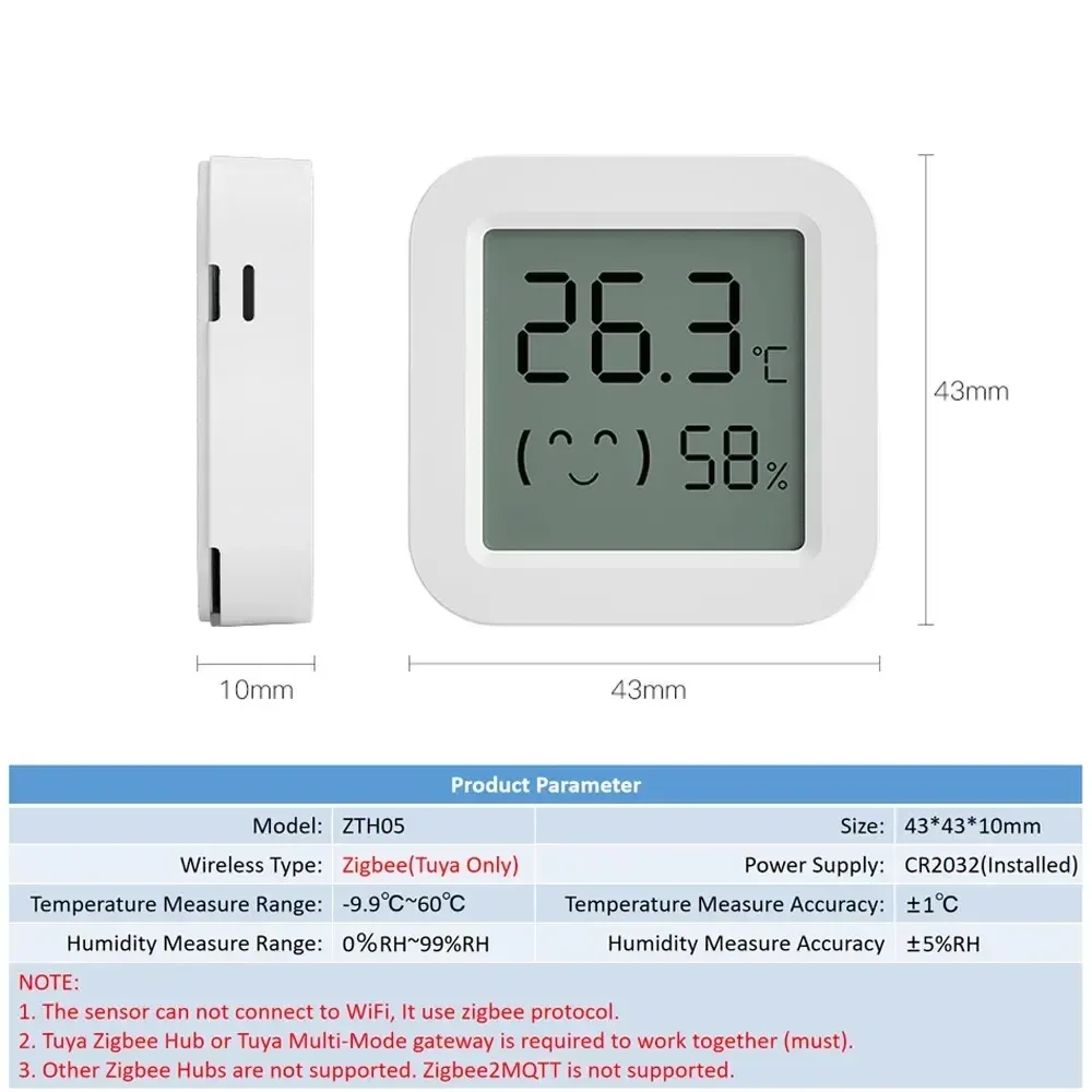 Tuya-Mini capteur de température et d'humidité, affichage numérique LCD, compatible avec Bluetooth, télécommande, hygromètre Therye.com