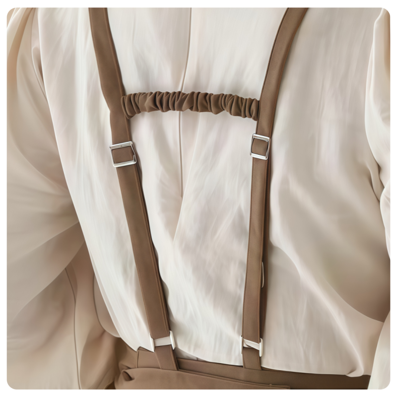 Avental longo elegante para mulheres com design de bolso, tecido impermeável e à prova de óleo, comprimento ajustável, adequado para trabalho e uso doméstico e para pintura