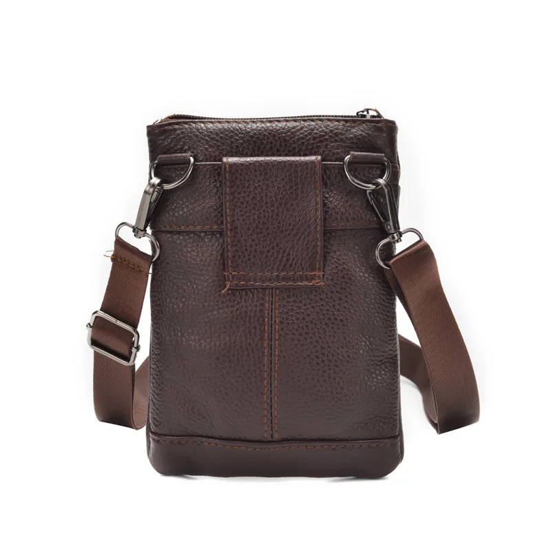 Valigetta da uomo per uomini d'affari, borsa casual per cellulare in pelle bovina con strato superiore, piccola tracolla con cerniera, viaggi d'affari