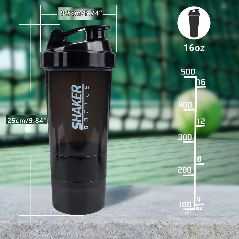 3 Lagen Shaker Protein Fles Poeder Shake Cup Water Fles Plastic Mixing Cup Body Building Oefenfles