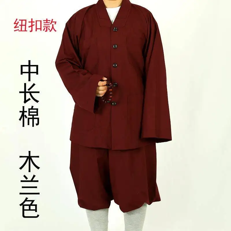 大人の男性のための伝統的な中国の仏教の帽子のドレスセット、Kのバスローブ、トップとパンツ、宝石の服