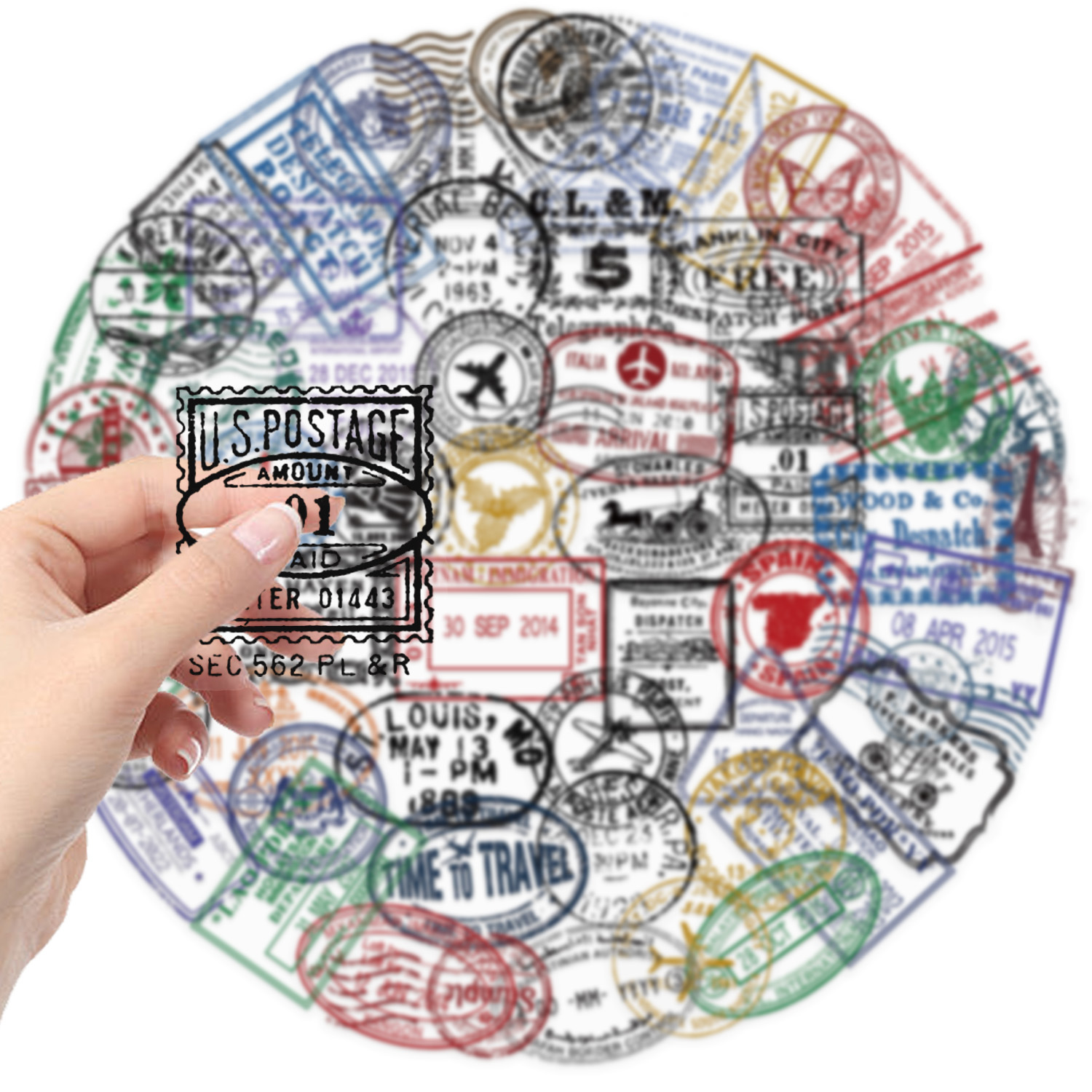 60 Stück kreative Retro-Poststempel-Aufkleber, Umschlag-Siegelaufkleber, DIY-Handyhüllen, Notebook, wasserfester Aufkleber