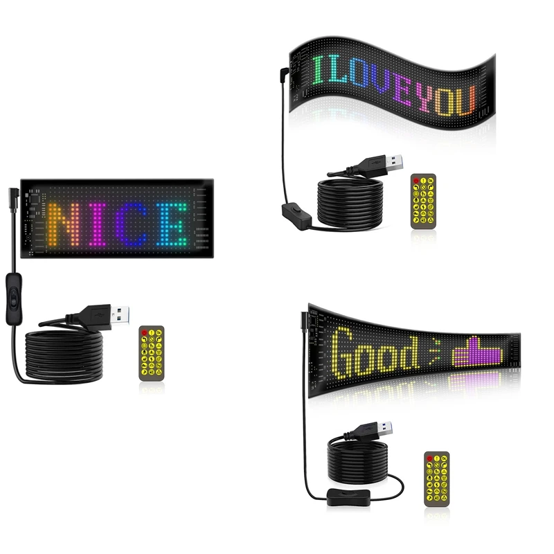 ABAC-LED-Matrix-Panel, programmierbarer flexibler Bildschirm, IP65, Anzeige, Animation, Nachricht, Scrollschild, APP-Steuerung, Autos, Shop-Bar