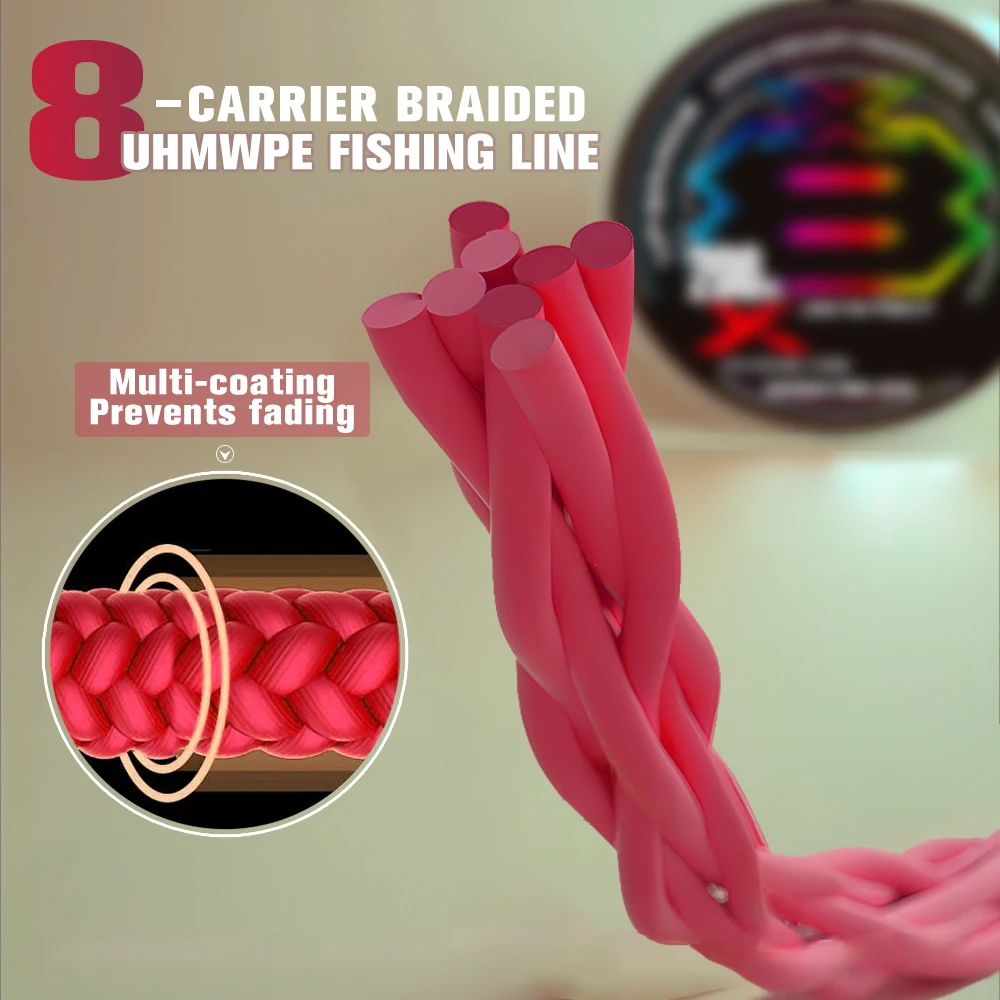Japón Original Xbraid Upgrade X8 multicolor 2024 NUEVO High Stength Multifilament Line Pesca 1000M/500M/300M Super Smooth Agua salada Línea de pesca Resistente a la abrasión Línea trenzadas pesca carpfishing