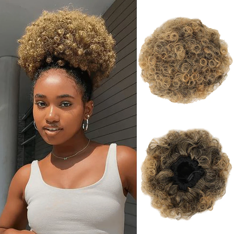 Cabeça Explosiva Bun Peruca Bun Cabelo, Fofo, Bun Flor, Bun, Resistente Ao Calor, Fibra, Simples e Natural de Usar