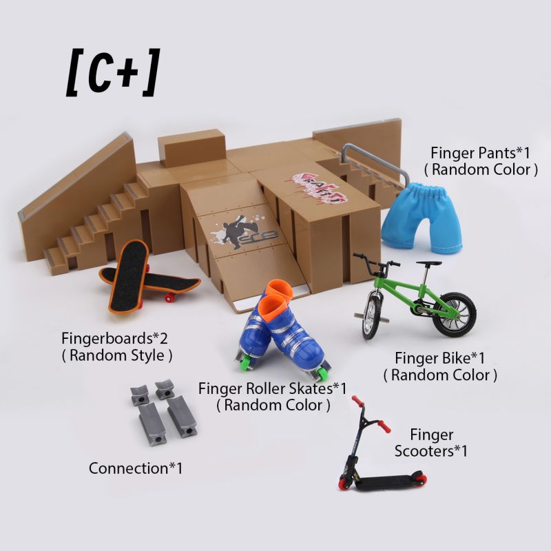 Tech Practice Deck Finger Skatepark Kit DIY Skateboard Ramp Park Fingertip Scooter Stunt Plattform Set mit Fahrrad Neuheit Spielzeug