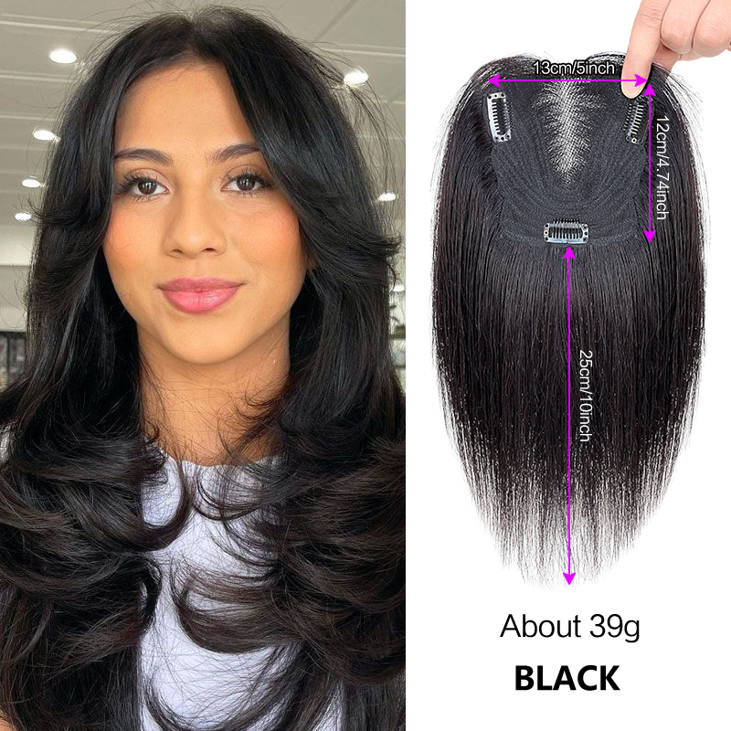 25ซมชิ้นวิกผม13X12cm ผมต่อมนุษย์จริง100% ชิ้นลูกไม้สวิสวิกหนึ่งชิ้นกับคลิปด้านบน