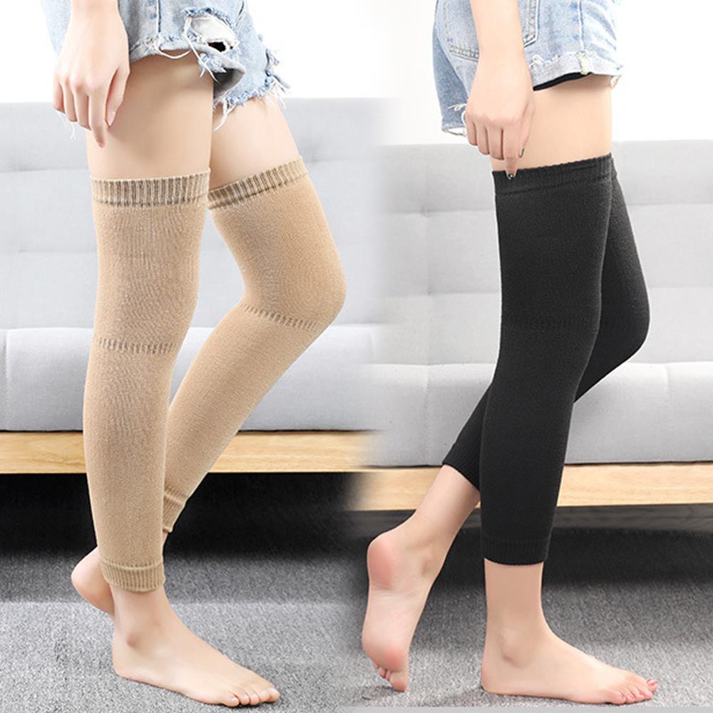 Winter Warme Kneepad Samt Futter Frauen Lange Socken Dicke Wolle Bein Wärmer Thermische Fuß Abdeckung Einfarbig Mädchen Gestrickte Strümpfe
