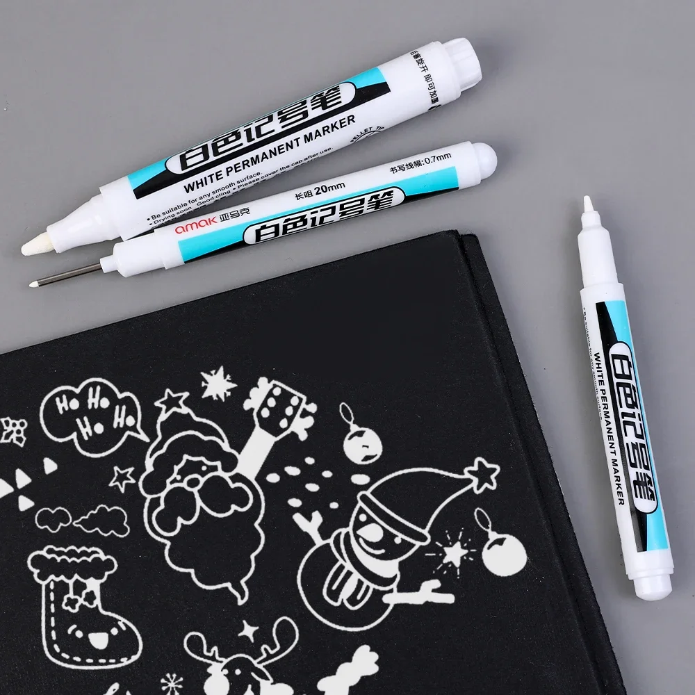 5/1Pcs ผิวมันสีขาว MARKER ปากกา Graffiti ปากกากันน้ําถาวรเจลดินสอยางโน้ตบุ๊คแก้วภาพวาดปากกา 0.7 มม.1 มม.2.5 มม.