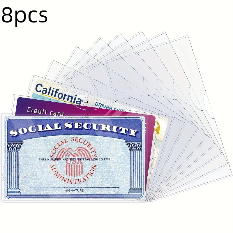 8-delige PVC-kaartbeschermhoes, geschikt voor sociale beveiliging, medische verzekering en creditcards - veilige opslagoplossing