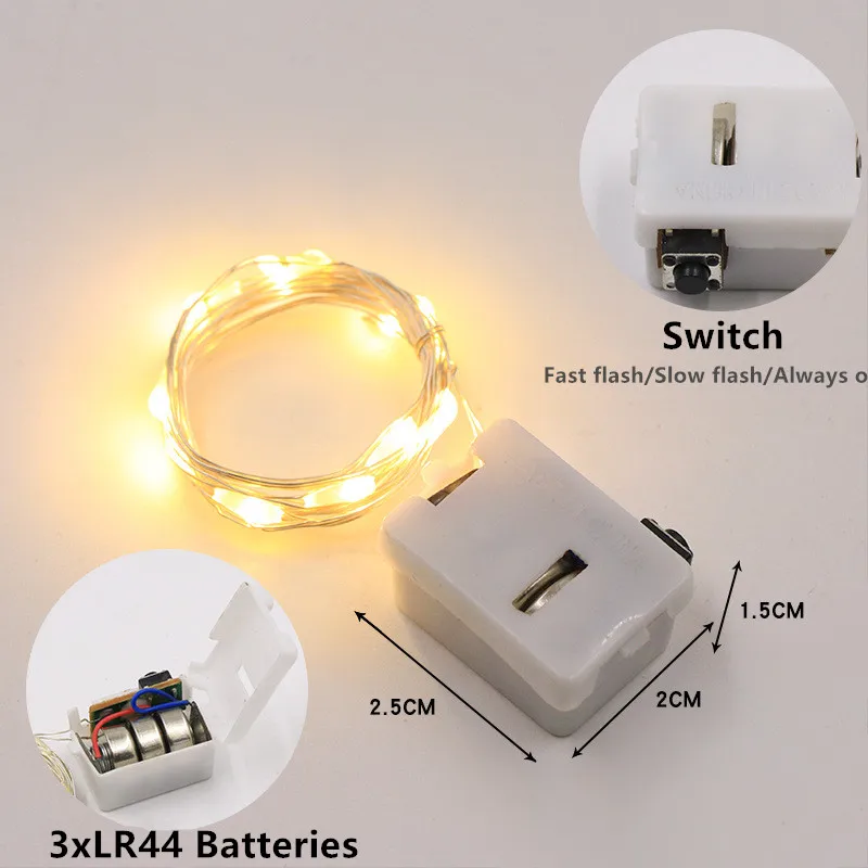 ไฟ LED Fairy ปุ่มแบตเตอรี่ Light String คริสต์มาสงานแต่งงานปีใหม่ห้องนอนห้องนั่งเล่นตกแต่งสวน Garland