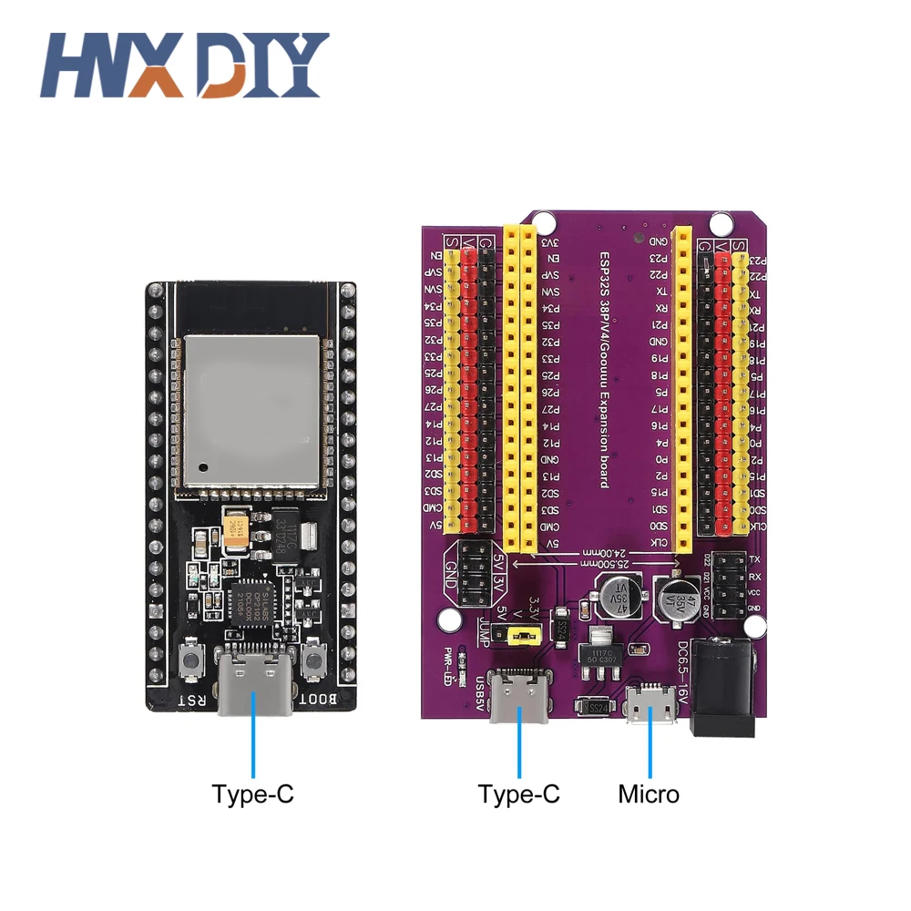 1-5 комплектов макетной платы ESP32 TYPE-C USB CP2102 Wi-Fi + Bluetooth двухъядерный ESP32-DevKitC-32 Плата расширения ESP-WROOM-32 38PIN