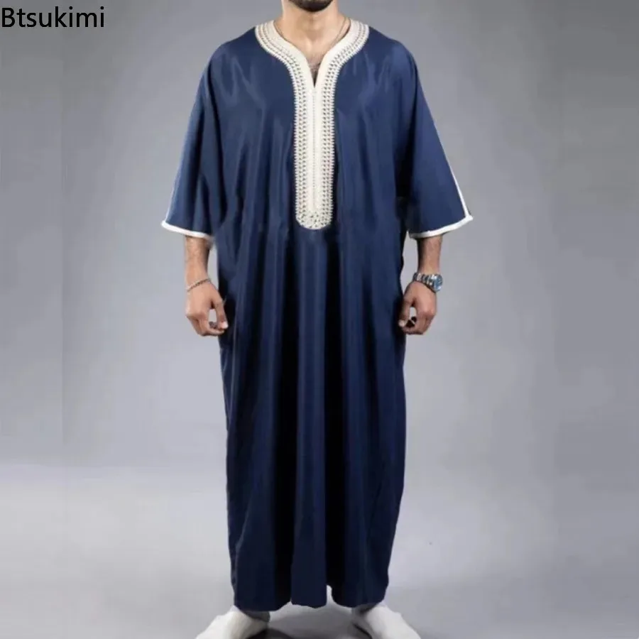 男性用の白いアバヤ,イスラム教徒のプリントドレス,長いアラブの服,カフタン,新しいギフト,2020