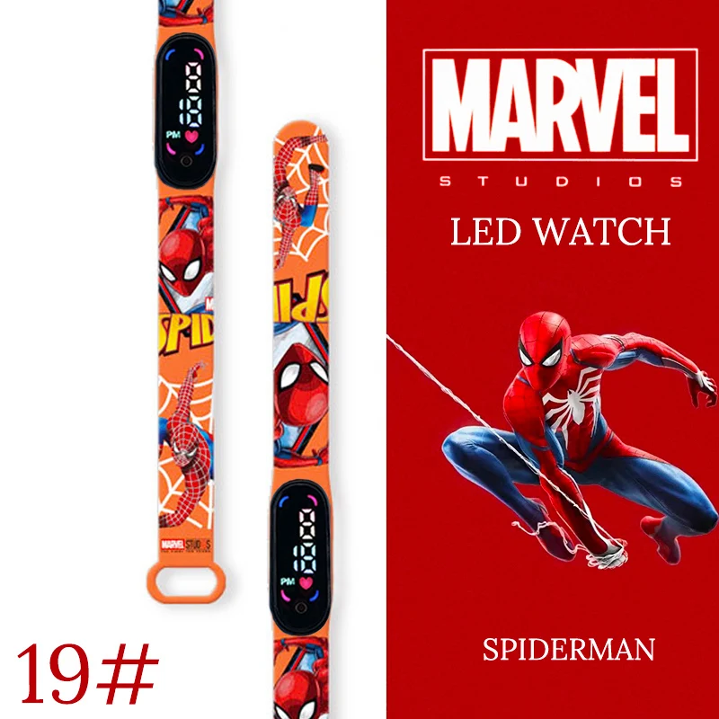 ディズニー スパイダーマン キッズ腕時計子供スポーツ リストバンド防水子供デジタル時計ボーイズ LED 時計