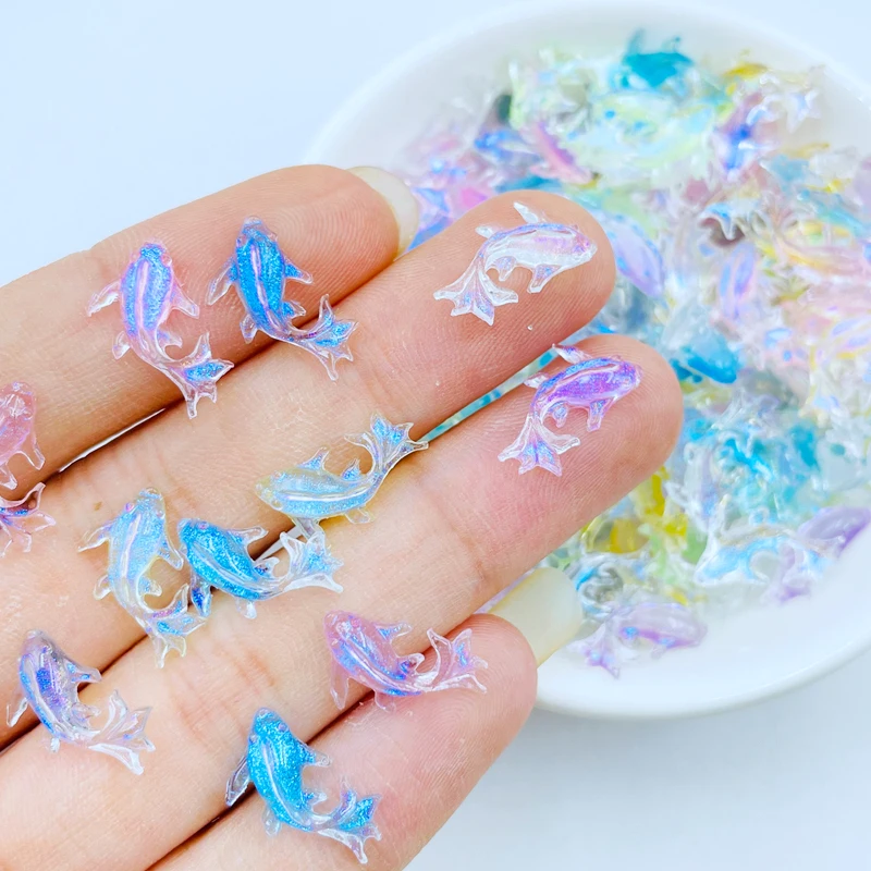 100 Chiếc Cute Mini Kawaii Màu Ít Cá Vàng Nhựa Hình Thủ Công Flatback Cabochon Vật Trang Trí Trang Sức Làm Hairwear K38