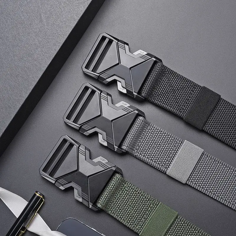 2PC Neue Verdickte Taille Gürtel Männer Taktische Automatische Schnalle Outdoor Nylon Gürtel Arbeitskleidung Leinwand Casual Sport Hosen Taille Gürtel