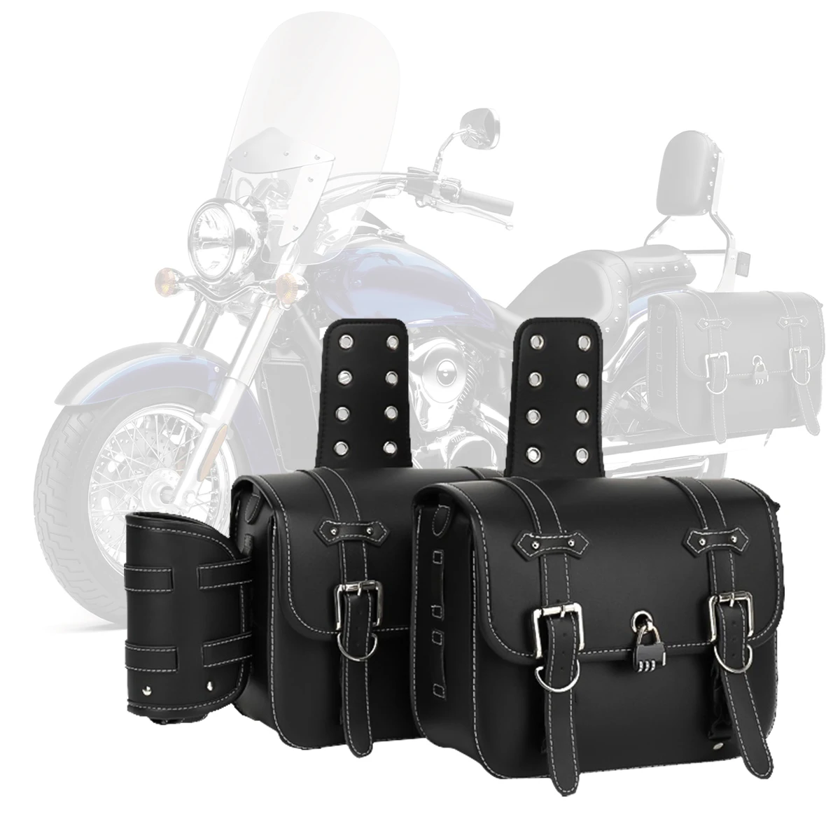 レトロファッションオートバイサドルバッグポーチ収納ケースサイド荷物タンクスーツケース防水 Pu レザーバイクアクセサリー