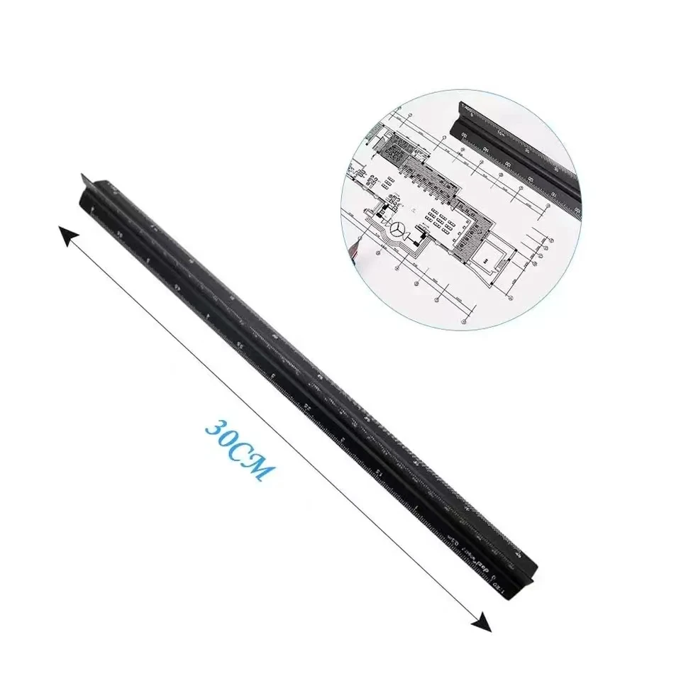 Scale Ruler, 30cm Aluminium Metal Scale Architect Engineer Technical Ruler