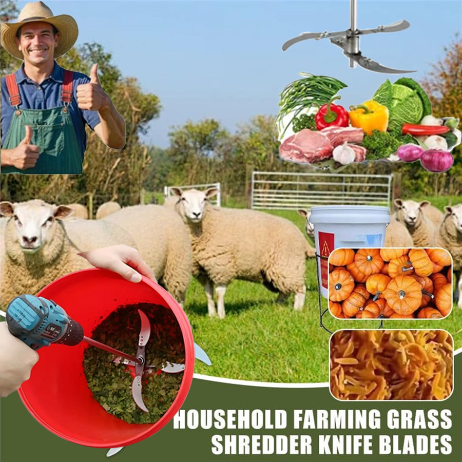 Multifunctional Grass Cutting Blade Set Edges Vegetable Chopping Tool Stainless Steel Rust-Resistant Blades Farm/Home Gardening