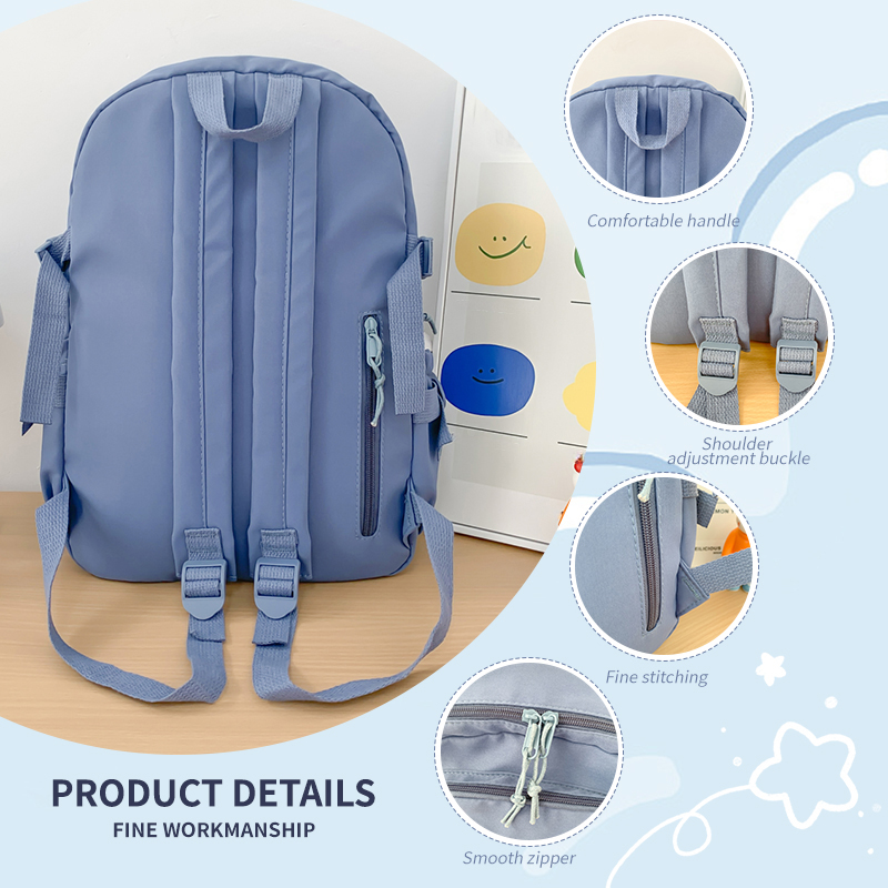 New Cute Nylon Backpack for Girls, Schoolgirls and Ladies, Multi-Pocket Student School Bag