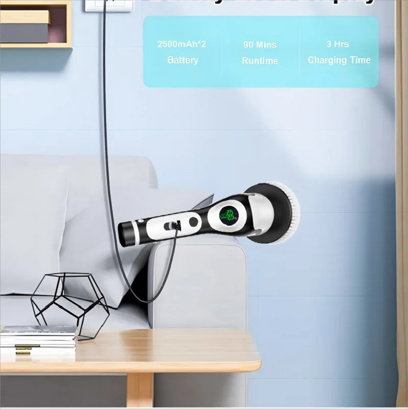 Cepillo de limpieza eléctrico multifuncional, cepillo de limpieza giratorio inteligente recargable por voz, cepillo de limpieza de cocina