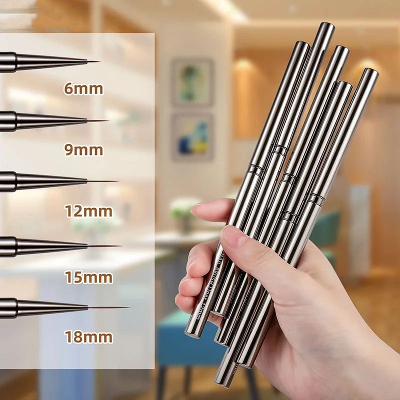 5PCS 네일 아트 라이너 브러쉬 손으로 그린 브러시 아크릴 UV 젤 색상 페인트 빌더 드로잉 펜 DIY 매니큐어 디자인 액세서리
