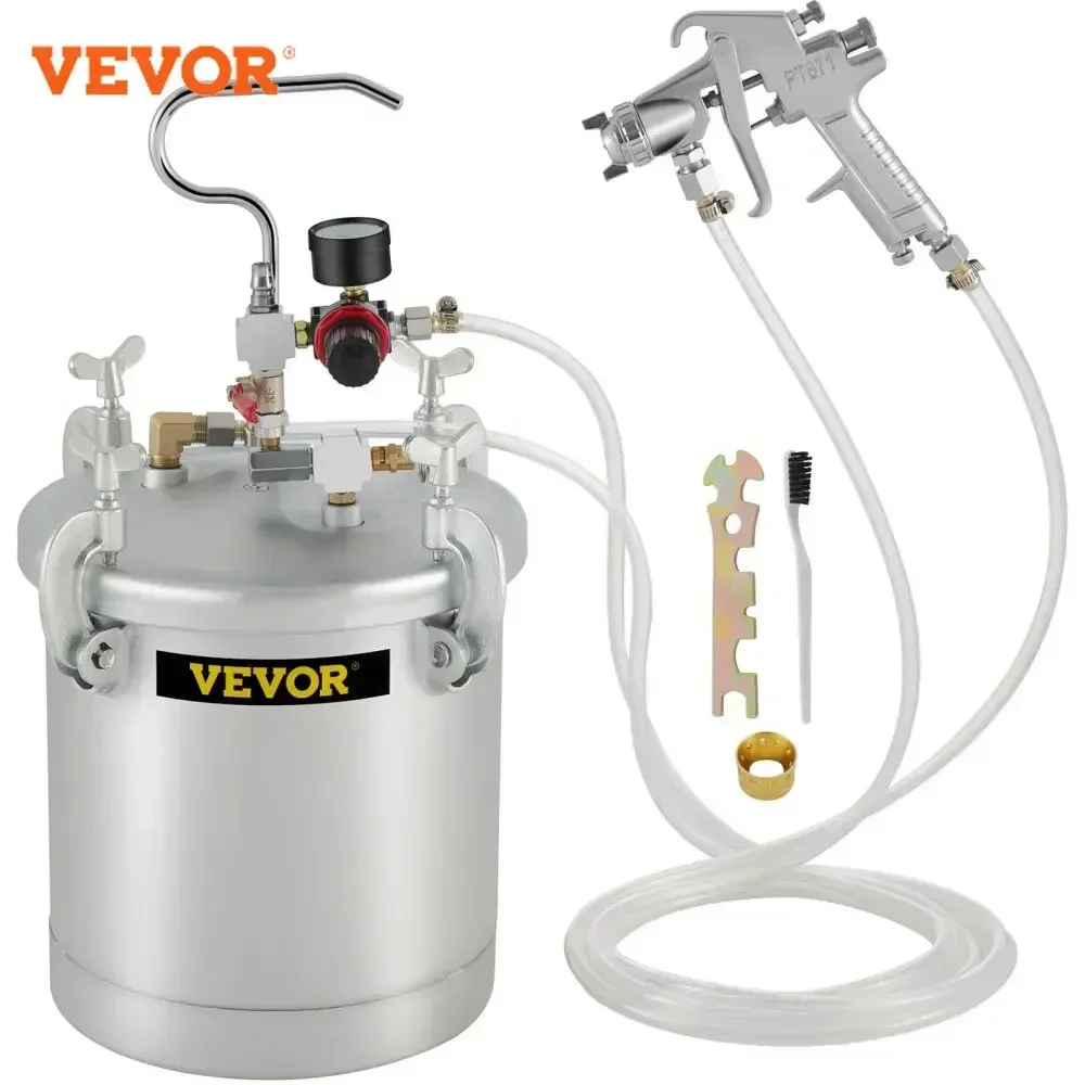VEVOR Hochdruck-Farbtopf, 10 l Sprühtank mit Spritzpistole und Schlauch für Zuhause, industrielle kommerzielle Malerei, Sprühbeschichtung