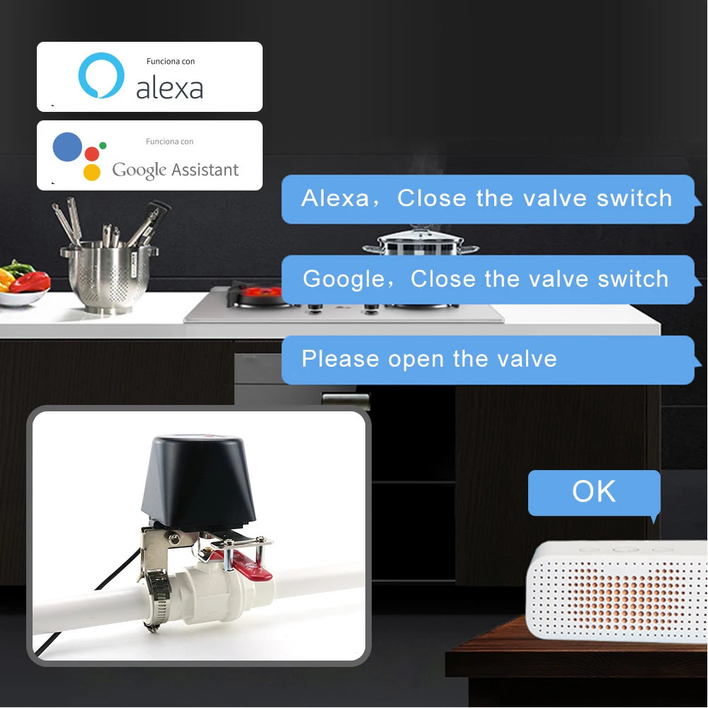 Tuya WiFi Wasser Ventil Gas Abschaltung Kugelhahn Timer Garten Smart Wasserhahn Controller Unterstützung Alexa Google Assistent SmartLife