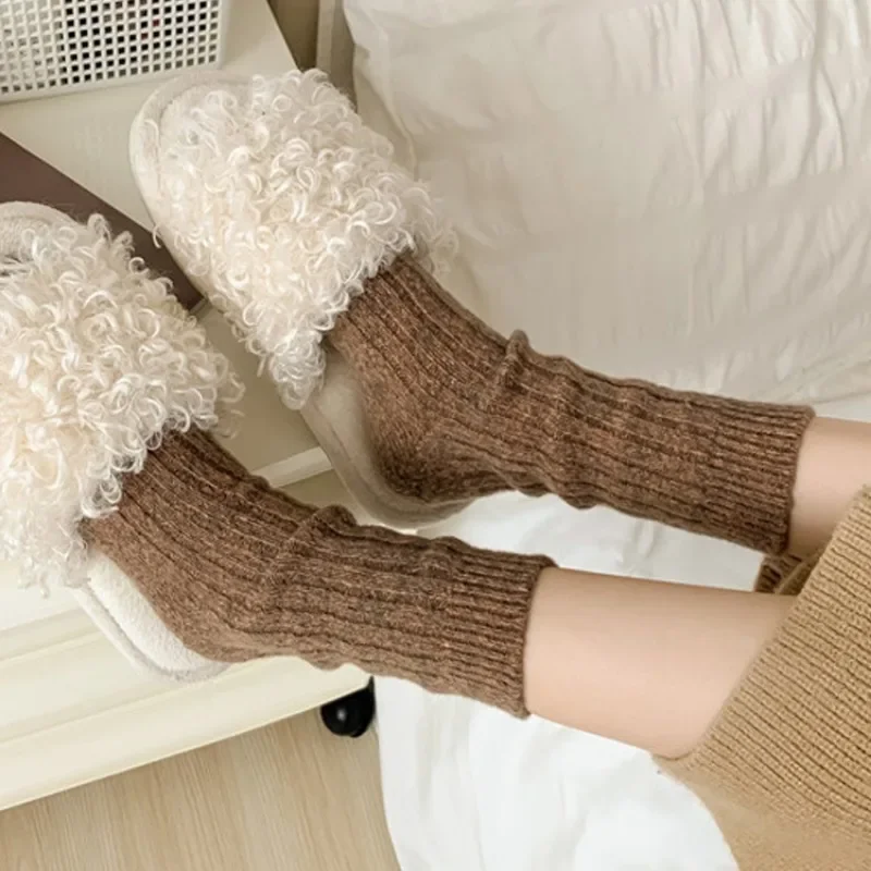1/2 Paar Winter Kaschmir Damen Socken für Wärme und kälte feste Mädchen einfarbig Strumpf Indoor Home Floor Sox Herbst Strumpfwaren